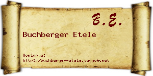 Buchberger Etele névjegykártya